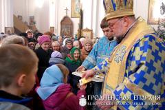 8 января 2014 года. В день попразднства Рождества Христова архиепископ Артемий совершил литургию в кафедральном соборе Волковыска