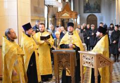 В годовщину интронизации Святейшего Патриарха Кирилла в Покровском соборе совершен благодарственный молебен