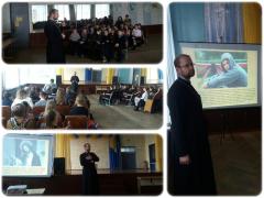 "О добре и зле" с учениками школы №8 побеседовал священник Покровского собора