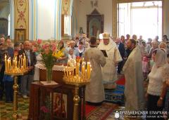 Архіепіскап Арцемій узначаліў служэнне Боскай літургіі ў храме Нараджэння Іаана Хрысціцеля мястэчка Лунна