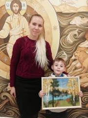 Семейный мастер-класс по изготовлению картин организовали в воскресной школе Покровского собора