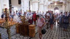 В Покровском соборе проводили ковчег с мощами святого Александра Невского