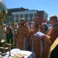 Архиепископ Артемий освятил купол и крест строящегося храма поселка Пограничный