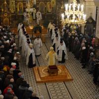Архиепископ Артемий совершил праздничную вечерню в кафедральном соборе Гродно