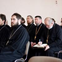 В Покровском соборе с лекциями для духовенства епархии выступили протоиерей Георгий Соколов и протодиакон Павел Бубнов